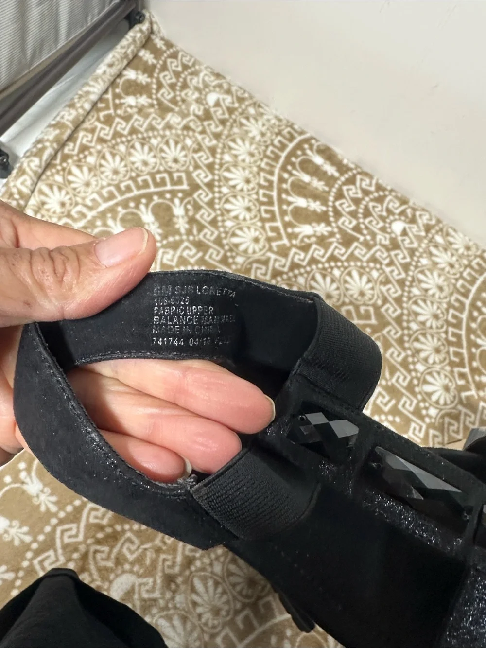 Black Jeweled T-Strap Women's Sandal